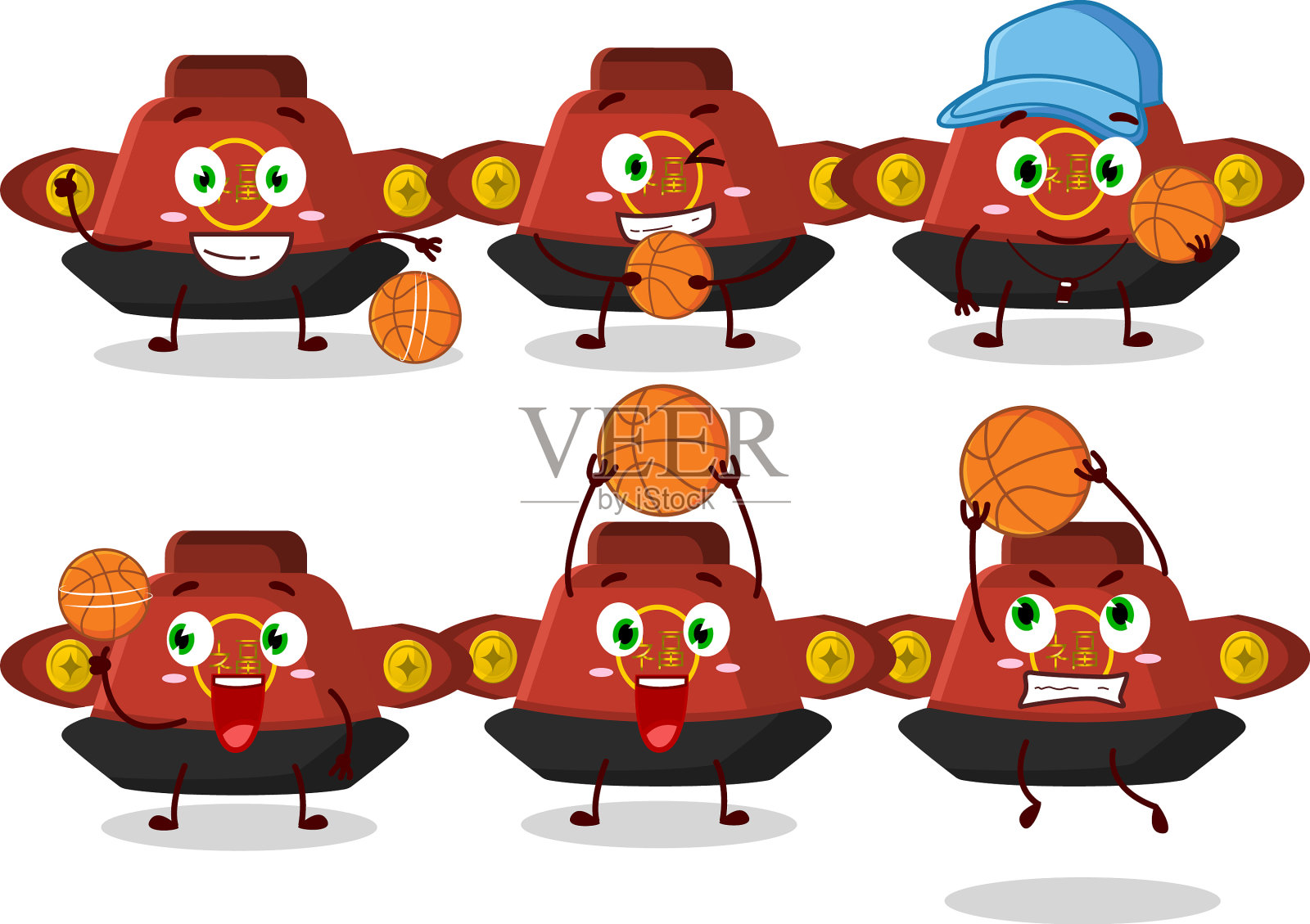 才华横溢的红色中国帽子卡通人物插画图片素材