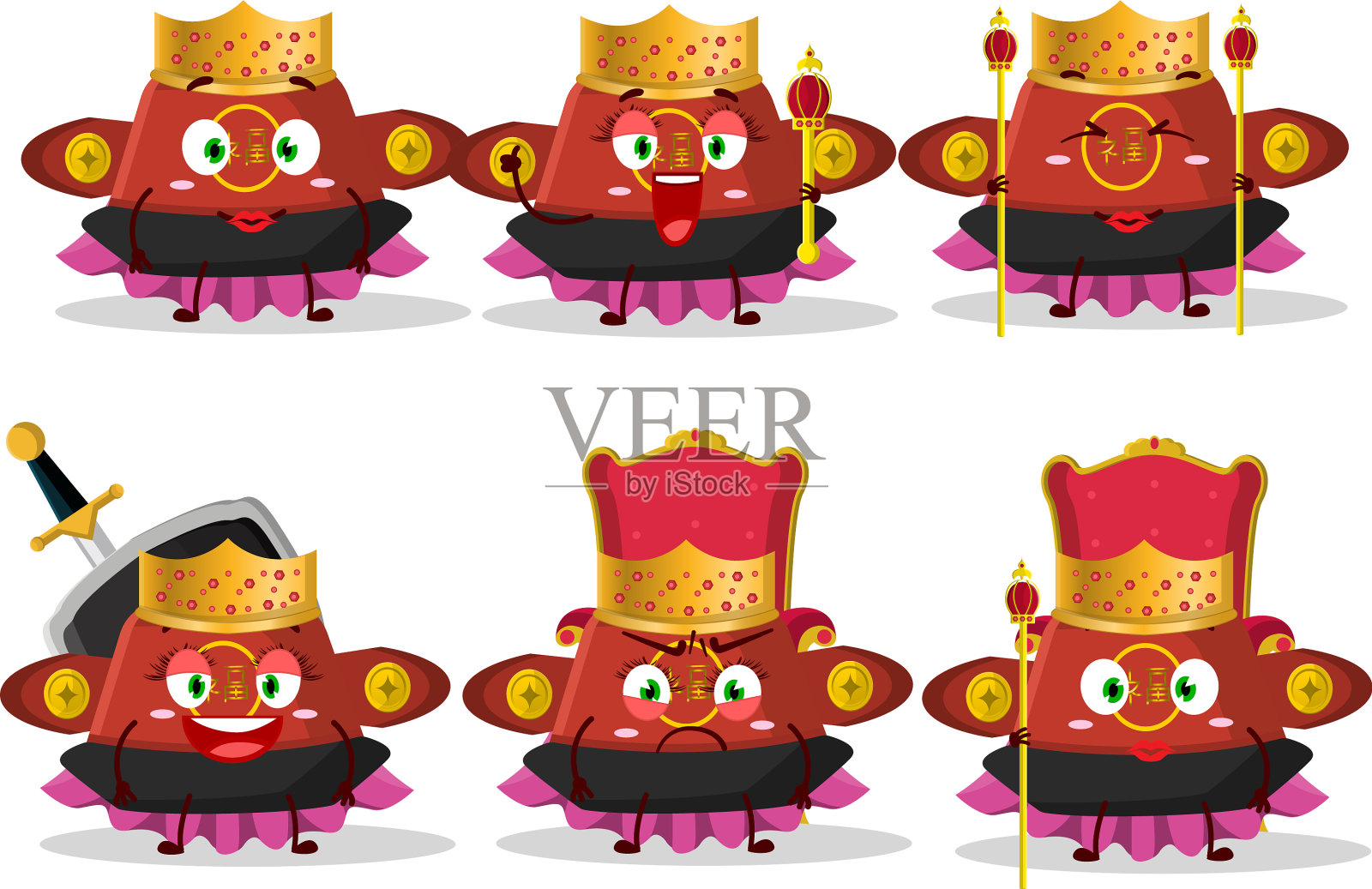 女王和她的魔法衣服卡通红色插画图片素材