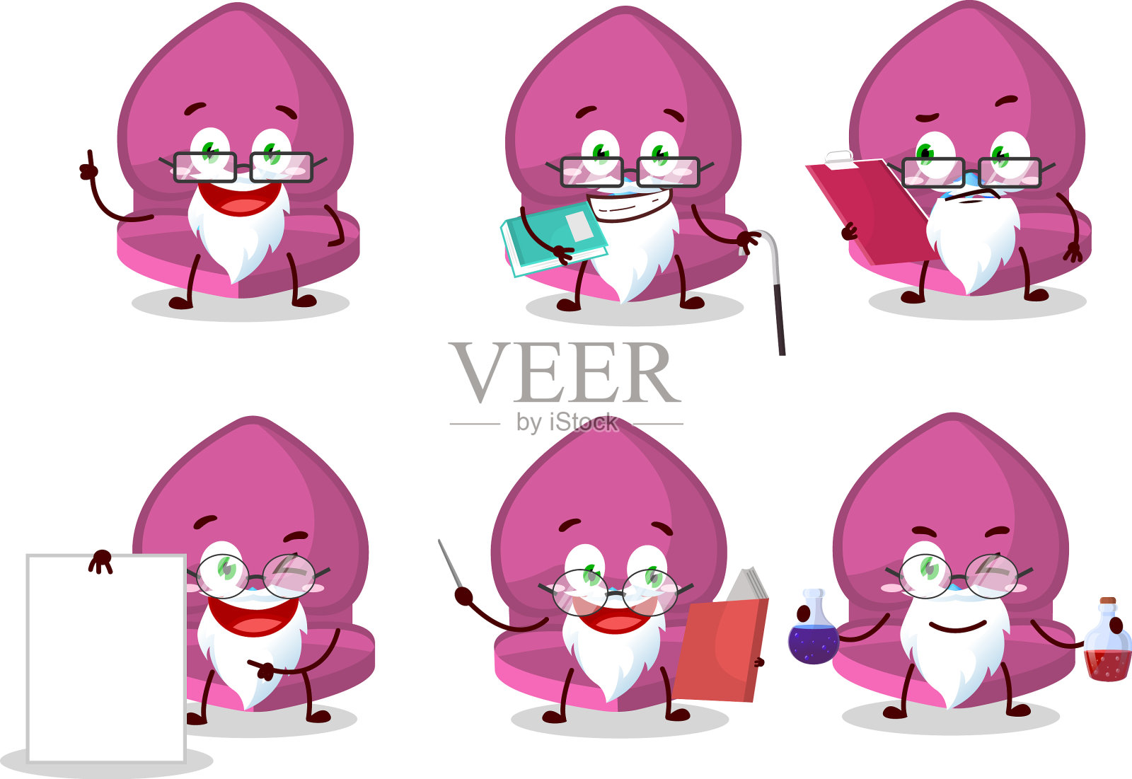 教授粉色爱情戒指盒学术漫画插画图片素材