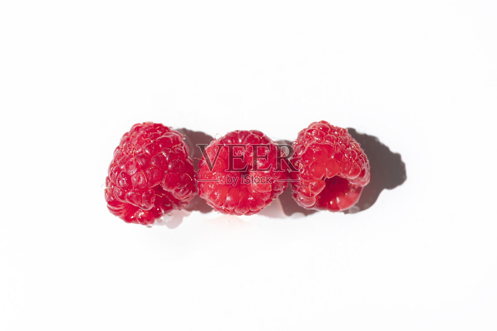 新鲜和成熟的树莓在白色背景与空间的信息照片摄影图片