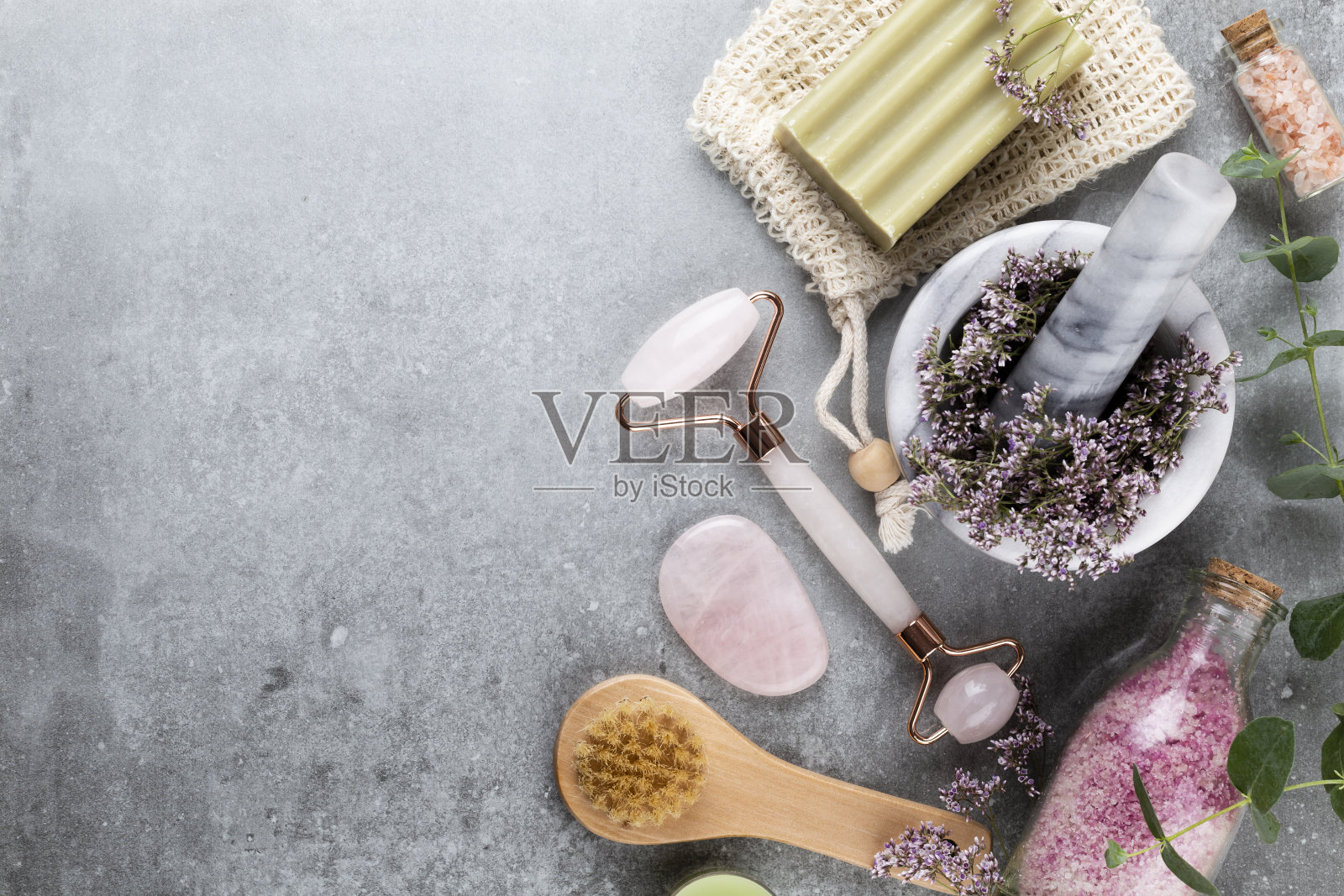 Spa自制护肤品和天然成分的身体化妆品。照片摄影图片