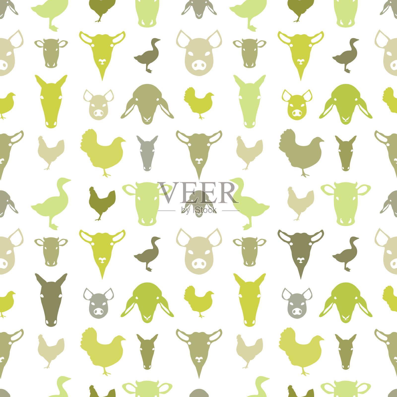 农场动物图案背景插画图片素材