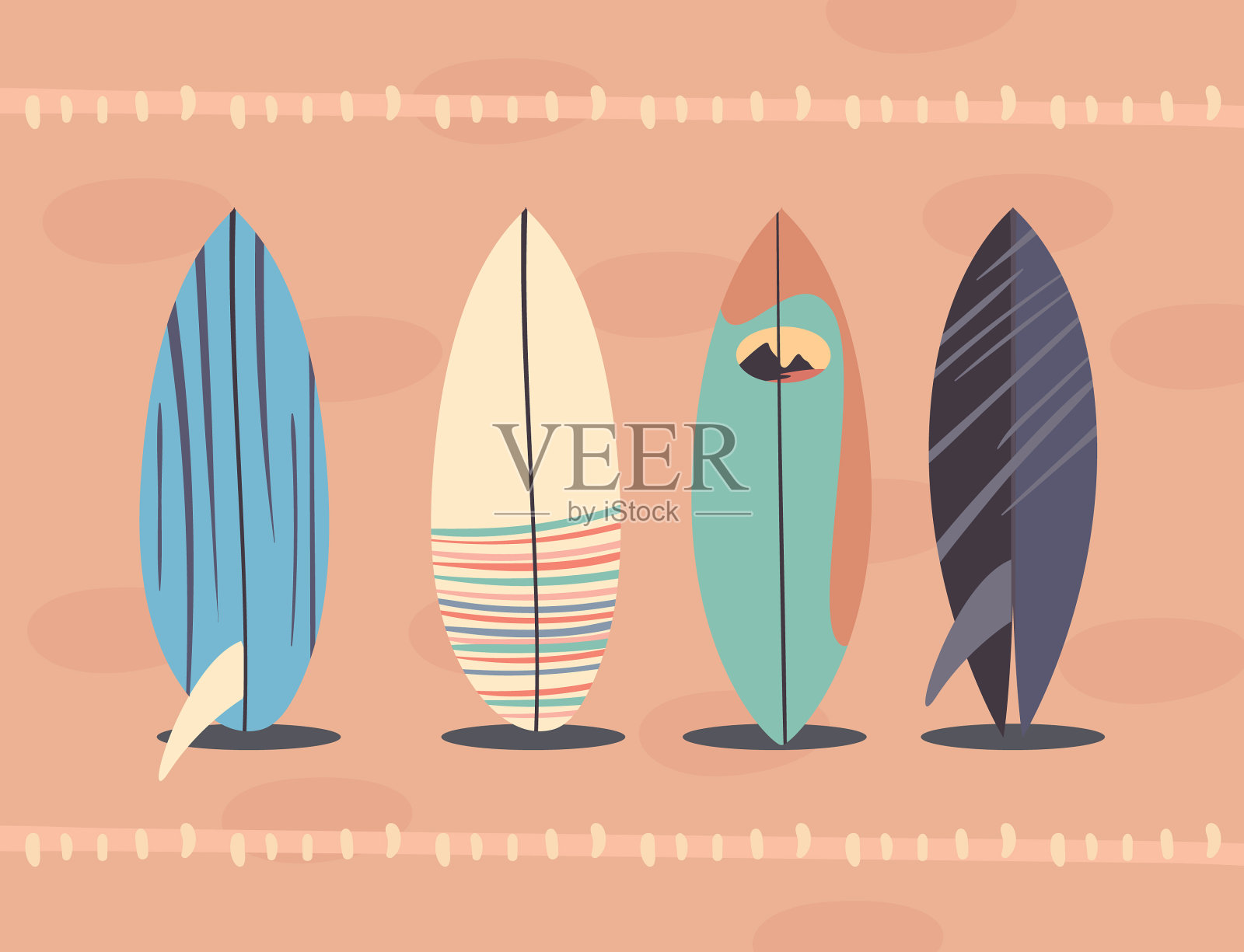 四个冲浪板图标插画图片素材