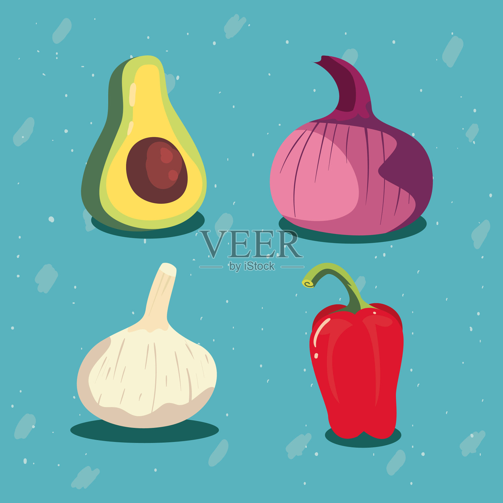 四种蔬菜的图标插画图片素材