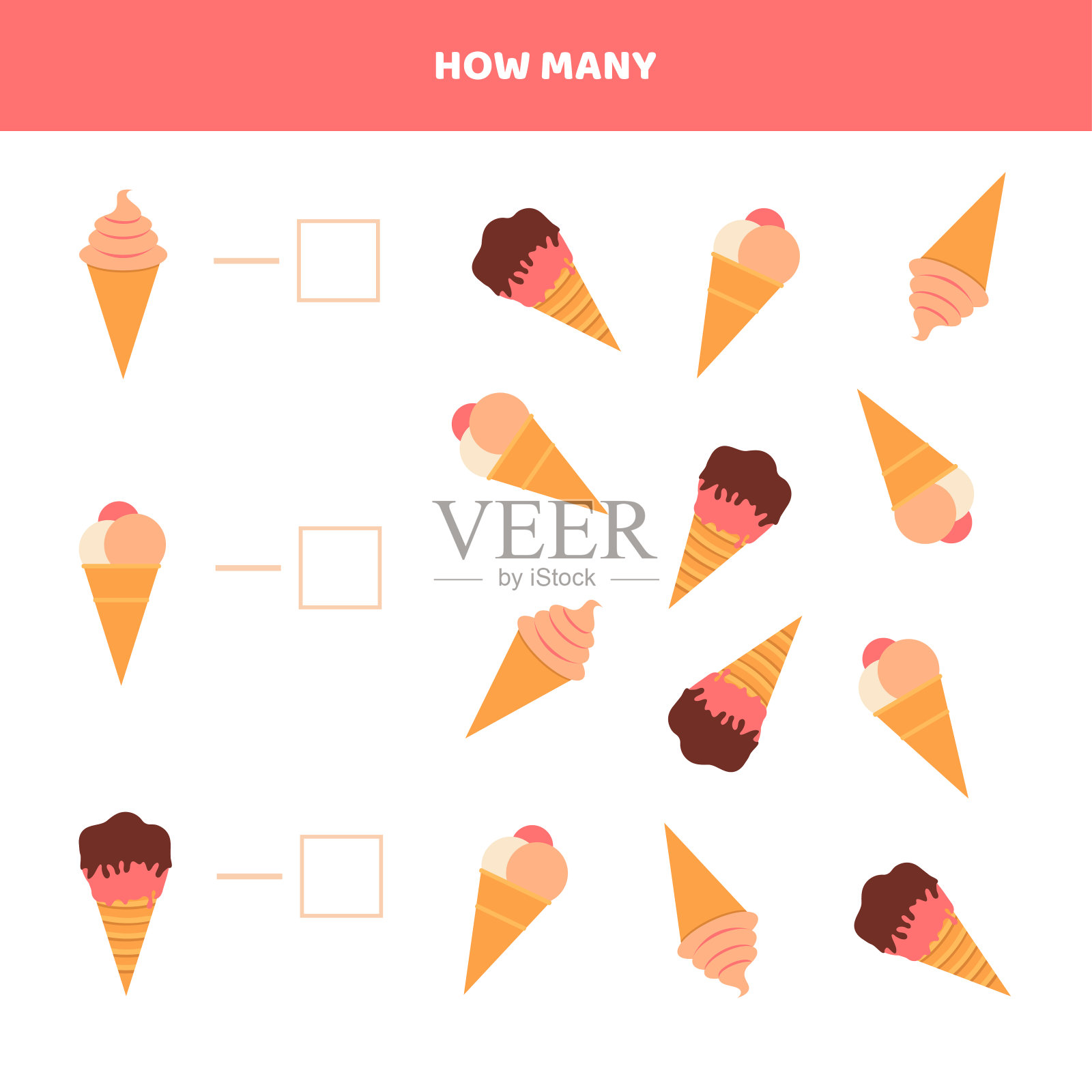 为孩子们准备的可爱的卡通冰淇淋。插画图片素材