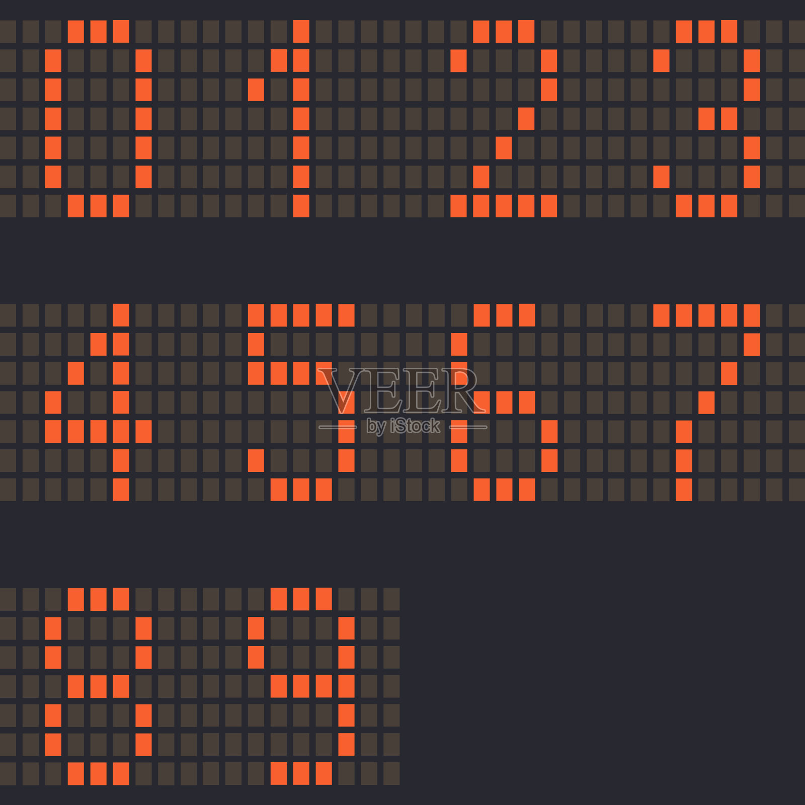 数字数字0-9,Led橙色和黑暗的背景，矢量插图插画图片素材