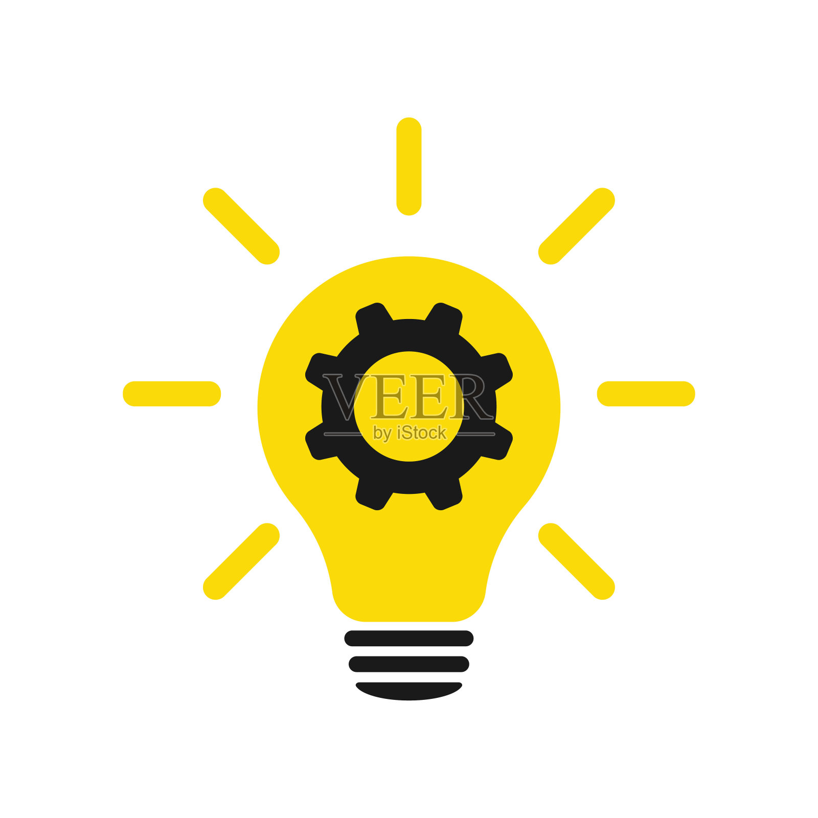 灯和齿轮-一个创新的灯和齿轮。网页设计。插画图片素材