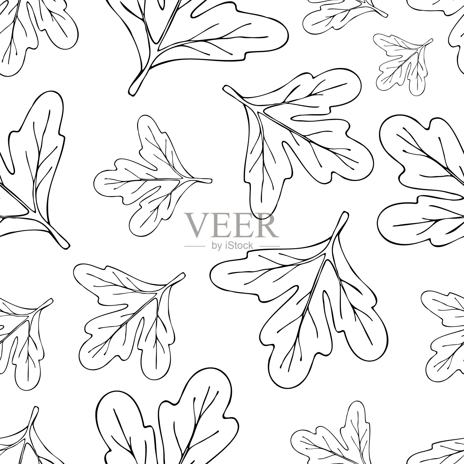 各种各样的树叶。无缝模式。向量(2)插画图片素材