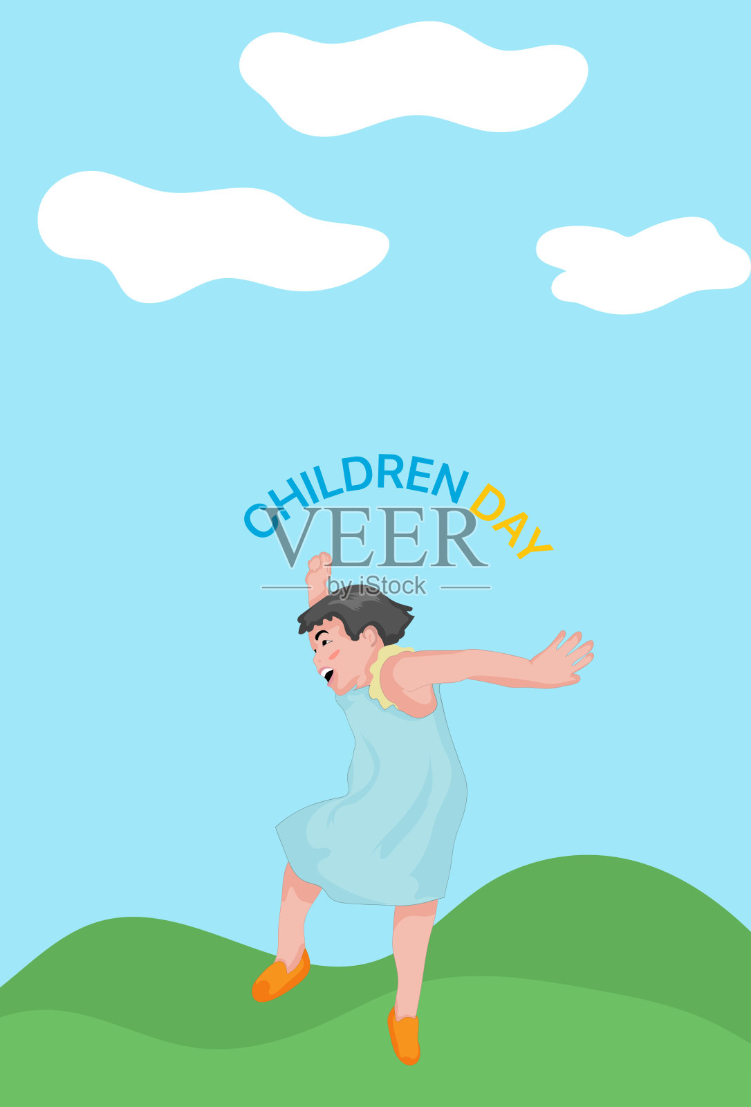 孩子跳插画图片素材