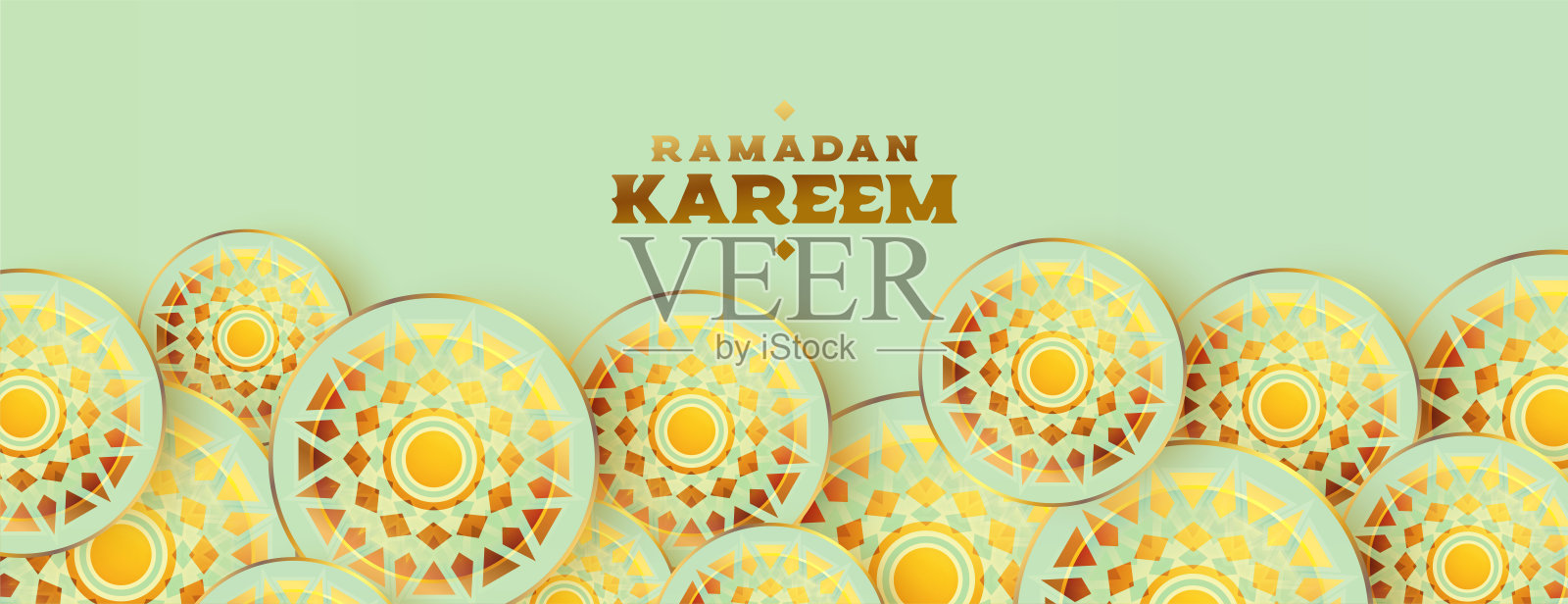 斋月卡里姆开斋节季节伊斯兰旗帜设计插画图片素材