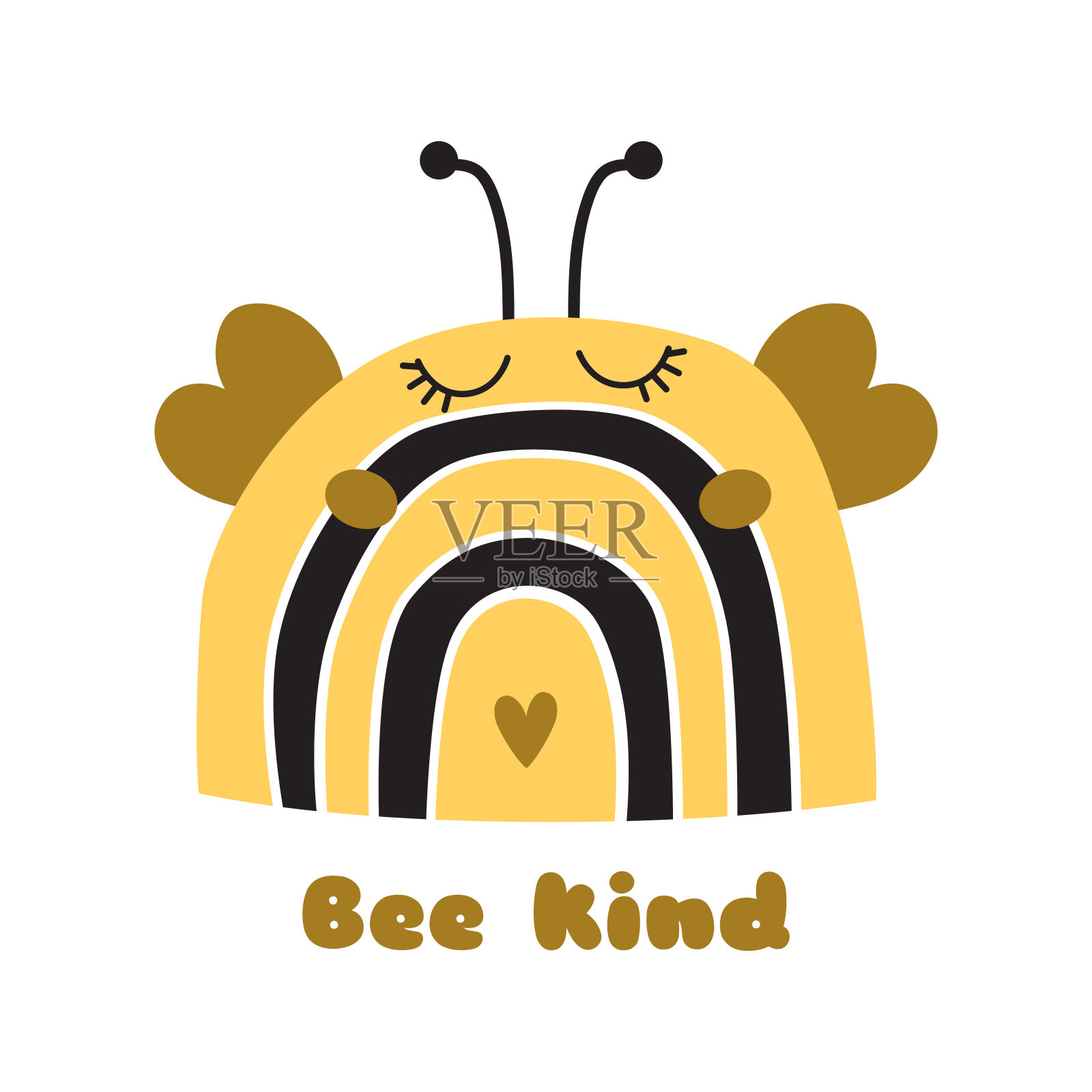 彩虹蜂元素。蜜蜂善良有趣的彩虹。蜜蜂动物宝宝插图。可爱的蜂蜜短语。手工绘制的蜂蜜拱蜂窝状。向量的孩子设计。蜂蜜有机标志。插画图片素材