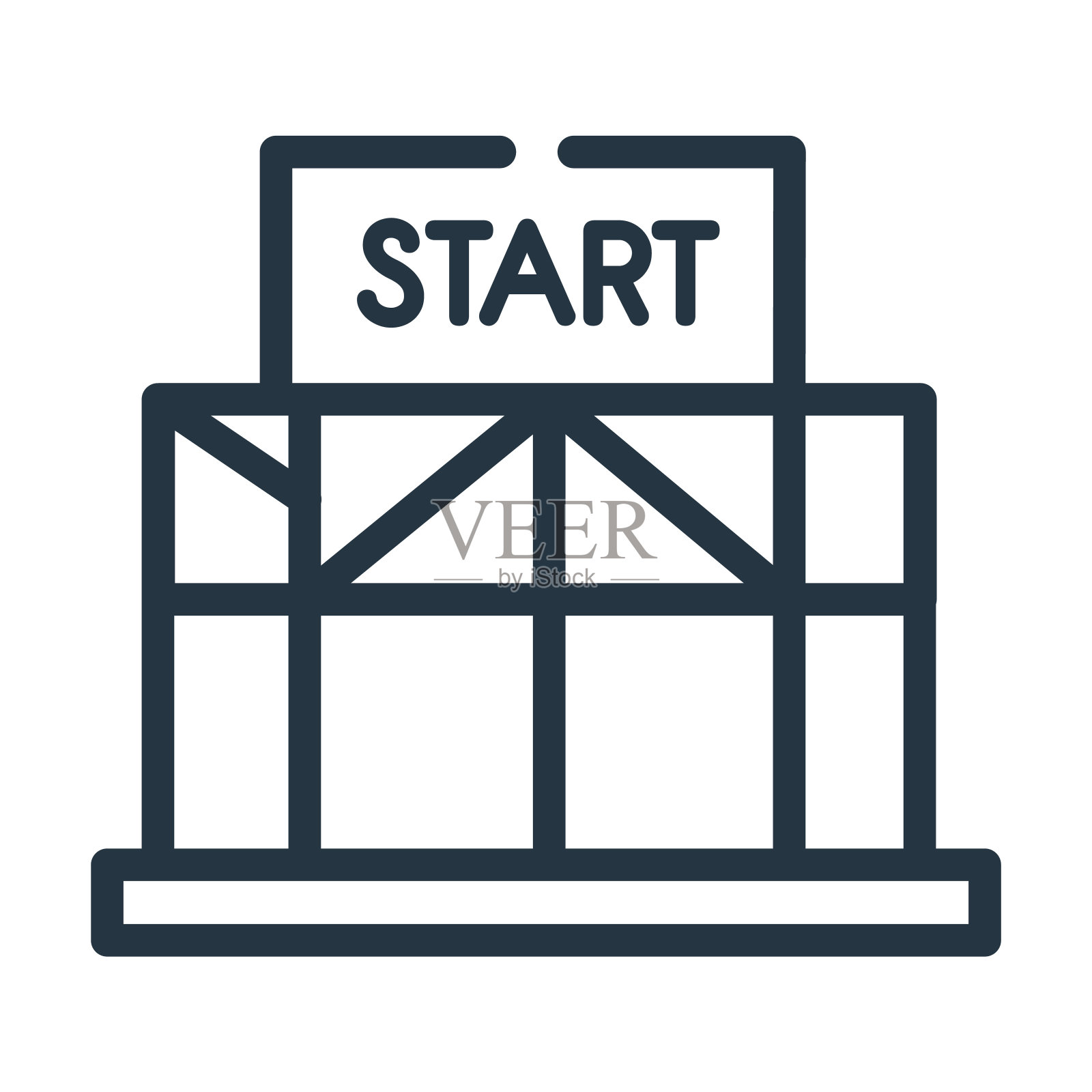 起始线细线图标。开始，从运动概念的线性图标孤立轮廓标志。矢量插图符号元素的网页设计和应用程序。插画图片素材