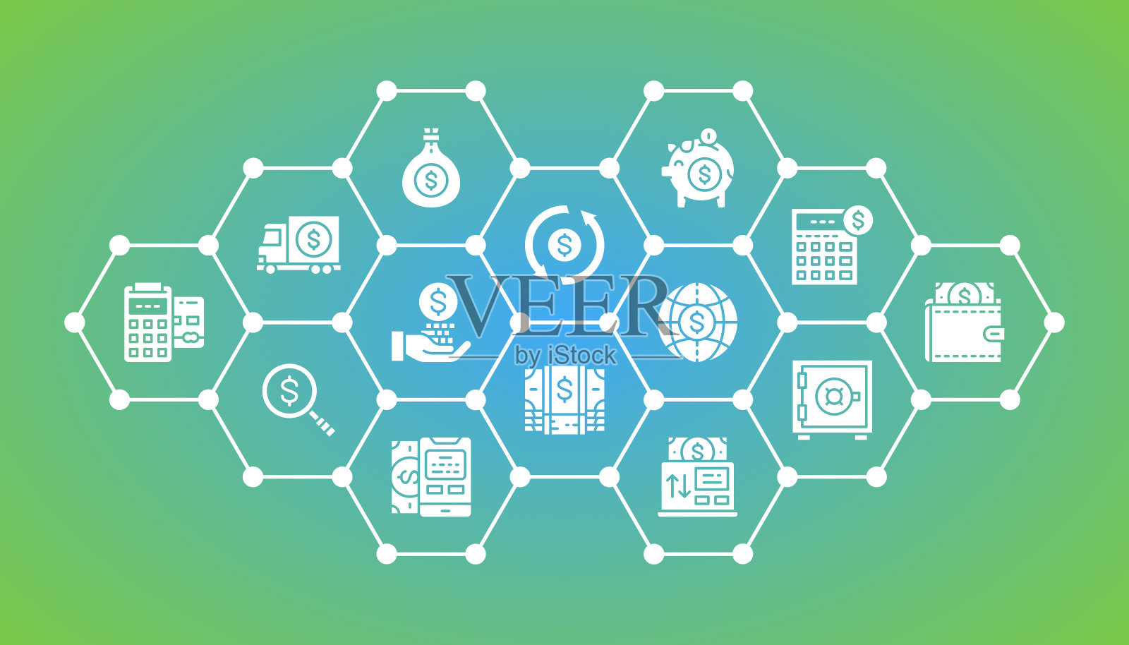 货币和银行插图模板。信用卡，货币兑换，Atm，终端设计信息图形元素，用于展示商业横幅。插画图片素材