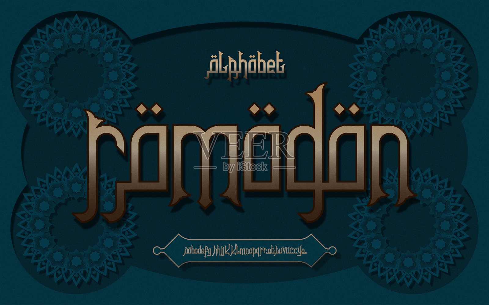 优雅和豪华的装饰字体斋月字体排印字体标志字体插画图片素材