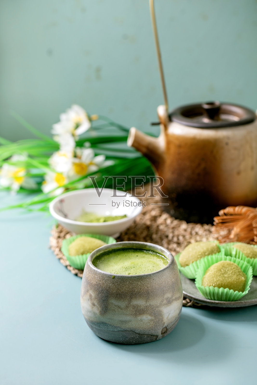 亚洲抹茶糯米糍甜点照片摄影图片
