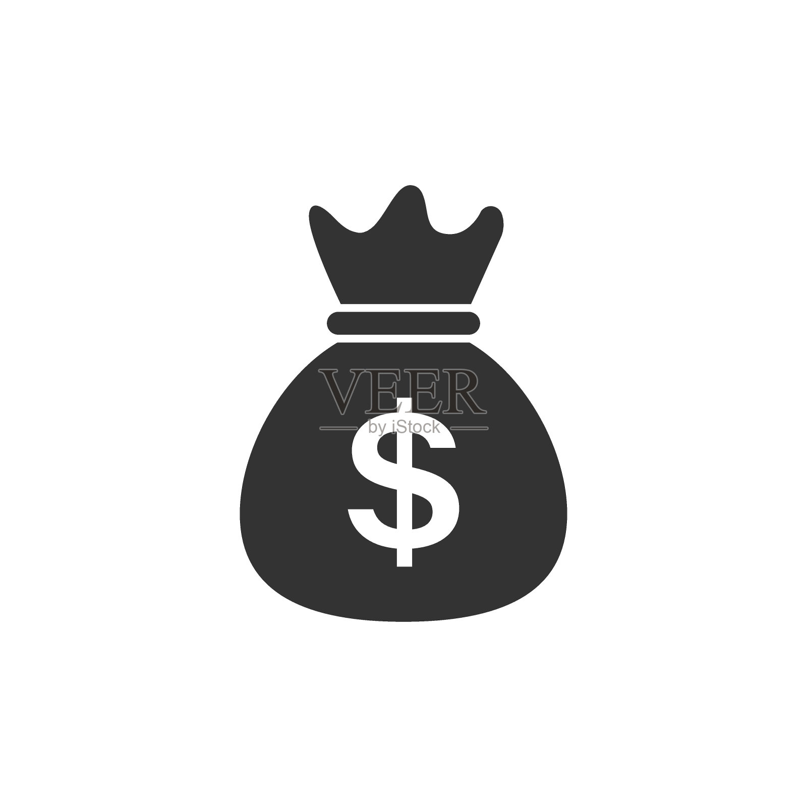 钱袋图标在平坦的风格。钱袋矢量插图孤立的背景。币袋招牌经营理念。图标素材