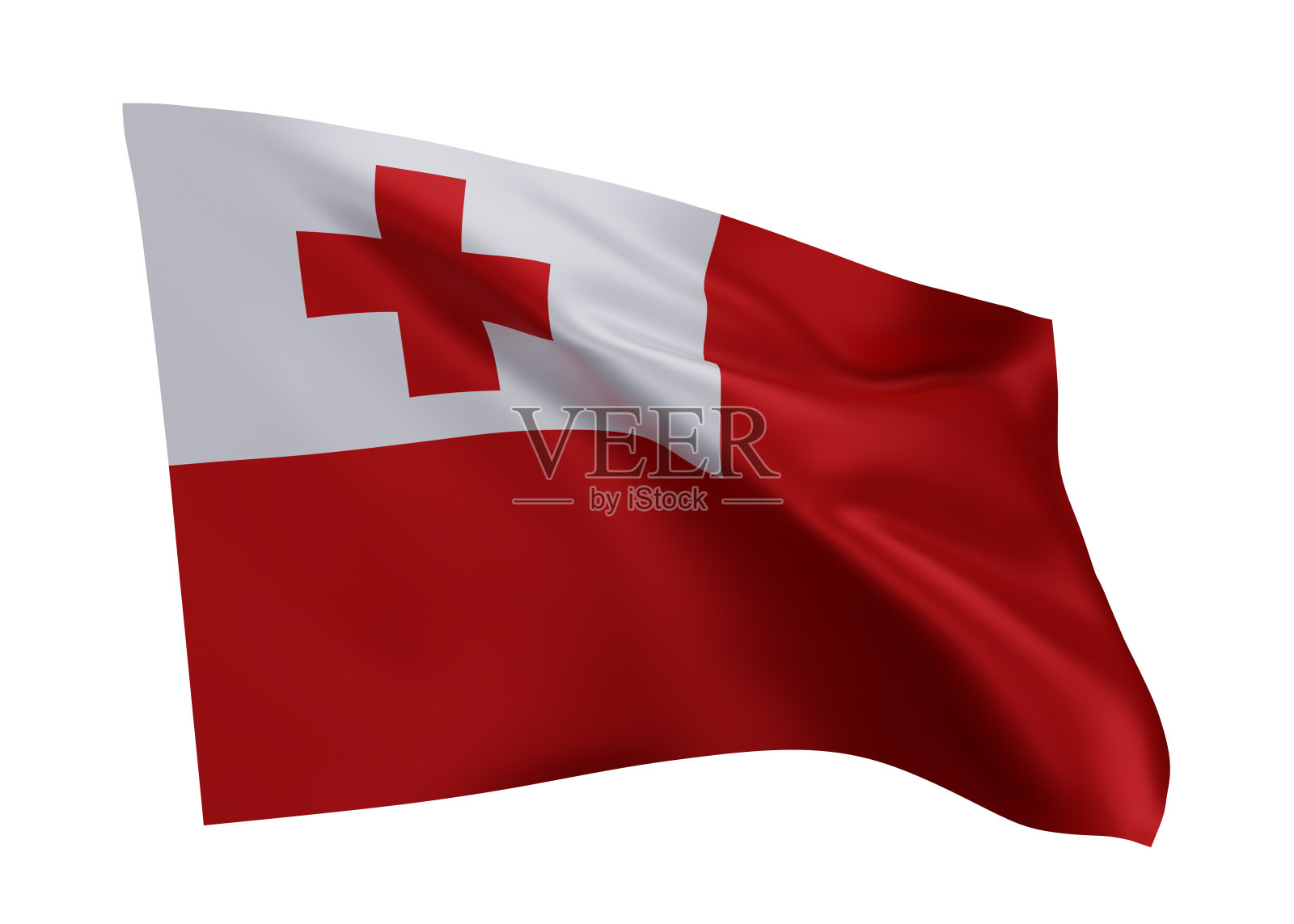 3d的汤加国旗孤立在白色的背景下。3 d渲染。照片摄影图片