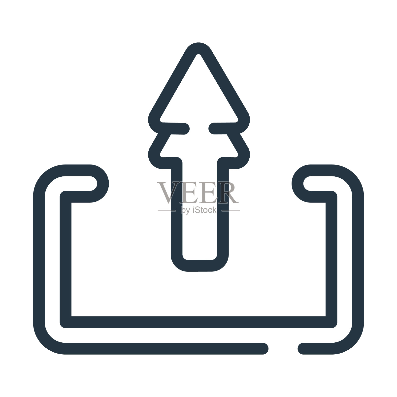 导出按钮细线图标。导出，按钮线性图标从用户界面概念孤立的轮廓符号。矢量插图符号元素的网页设计和应用程序。图标素材