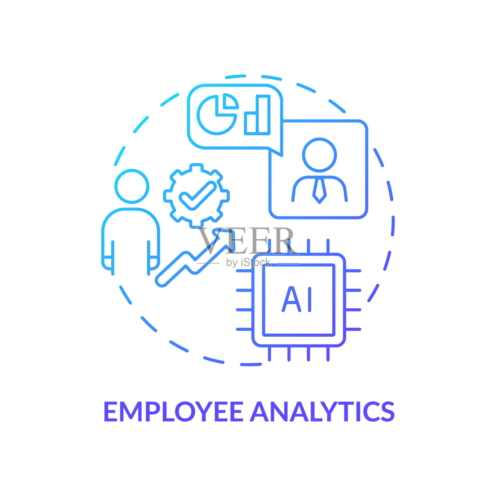 员工分析蓝色梯度概念图标插画图片素材