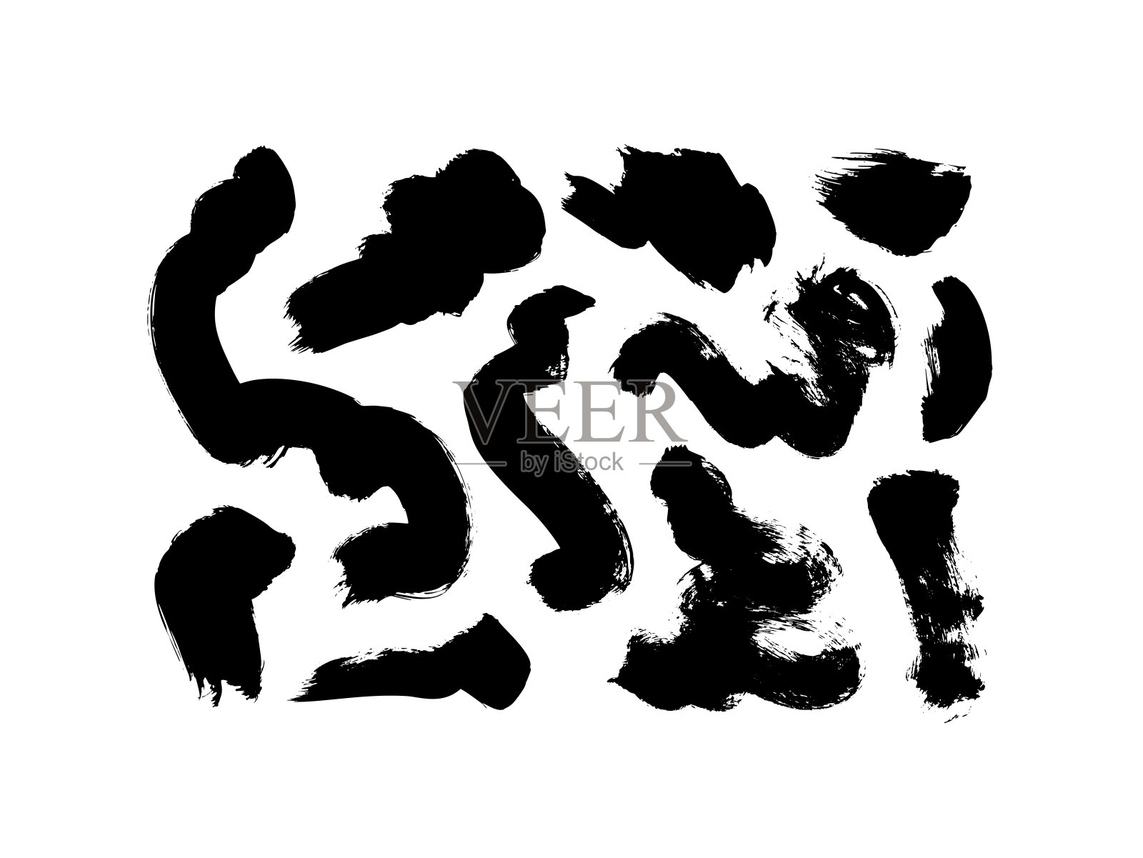 黑色墨水弯曲笔触。插画图片素材