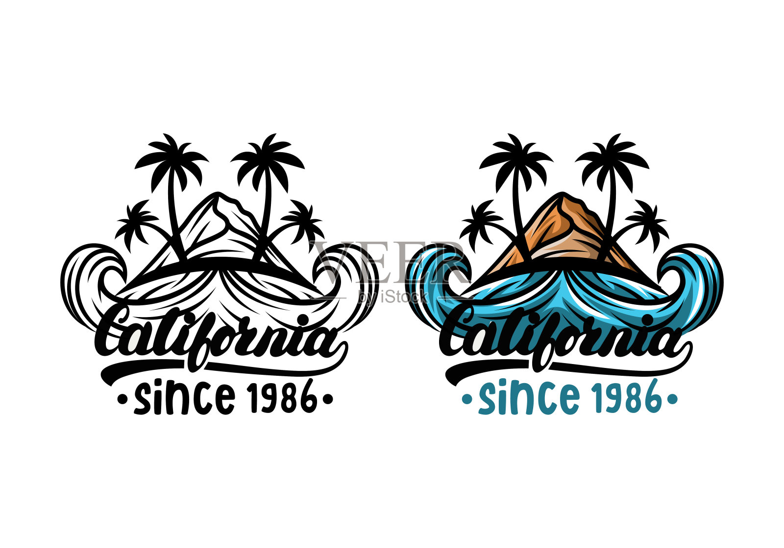 标志加利福尼亚海滩矢量插图模板好为任何行业插画图片素材