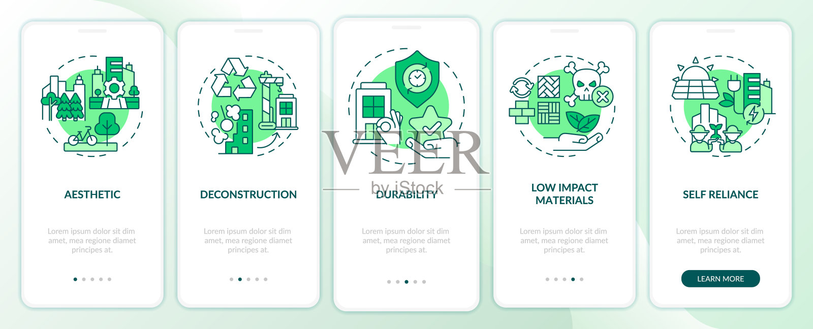 可持续城市设计绿色登机移动应用屏幕插画图片素材