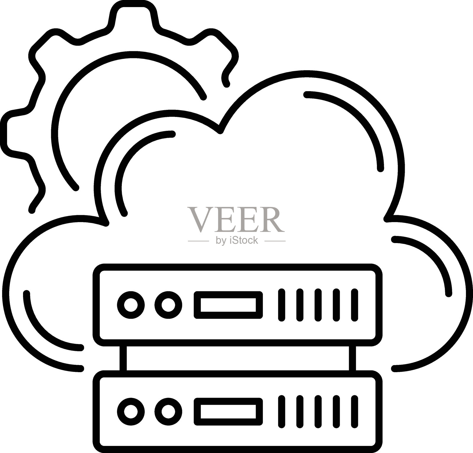 管理远程机器概念，数据库作为服务平台矢量图标设计，云计算符号，客户端服务器模型符号，Web主机和边缘设备库存说明插画图片素材