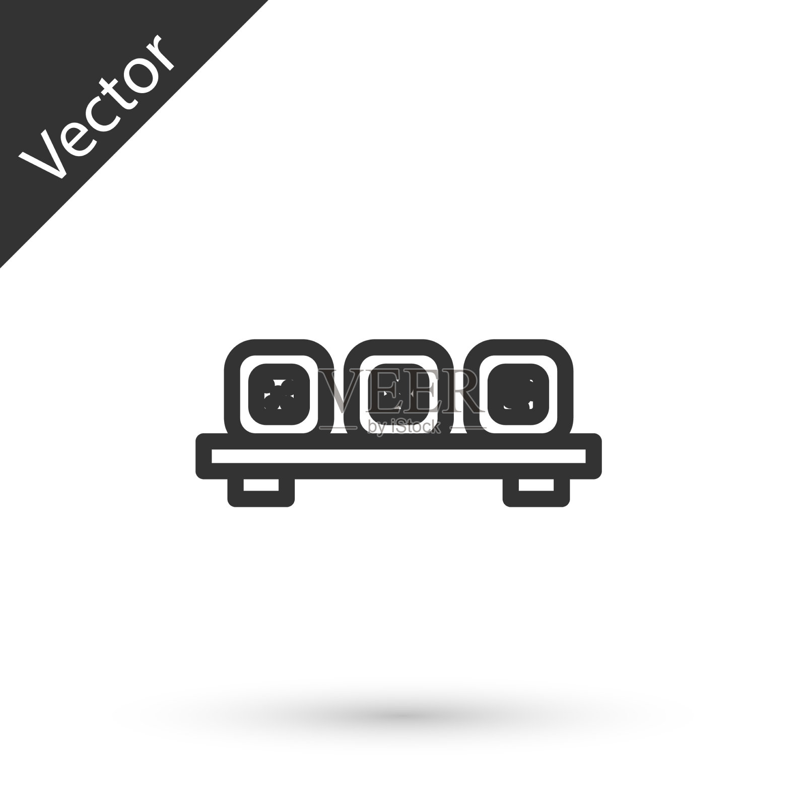 灰色线寿司在切菜板图标孤立上图标素材