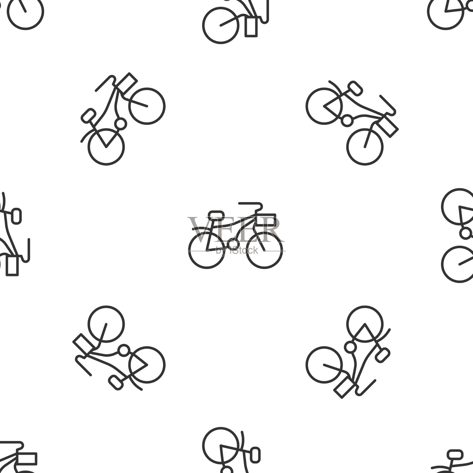 灰色线自行车图标孤立无缝模式插画图片素材