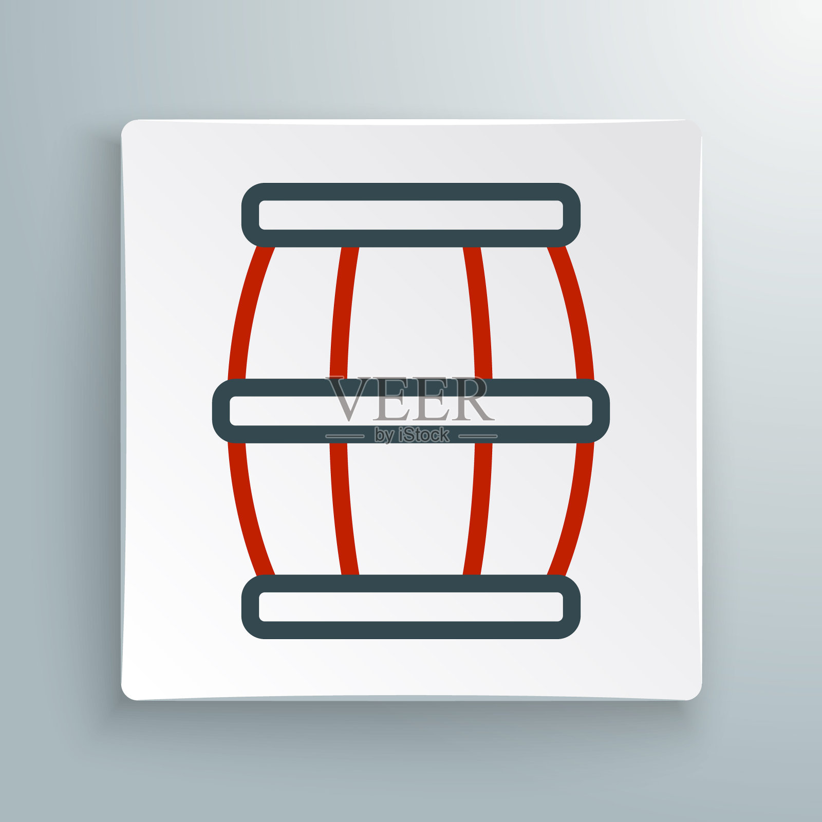 线木桶与蜂蜜图标孤立在白色背景上。色彩斑斓的轮廓的概念。向量图标素材