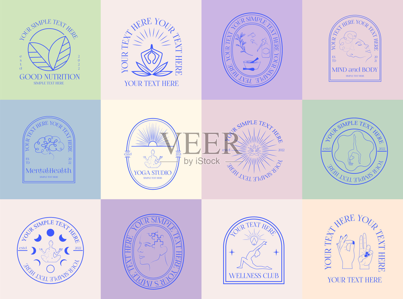 收集健康线性图标设置插画图片素材