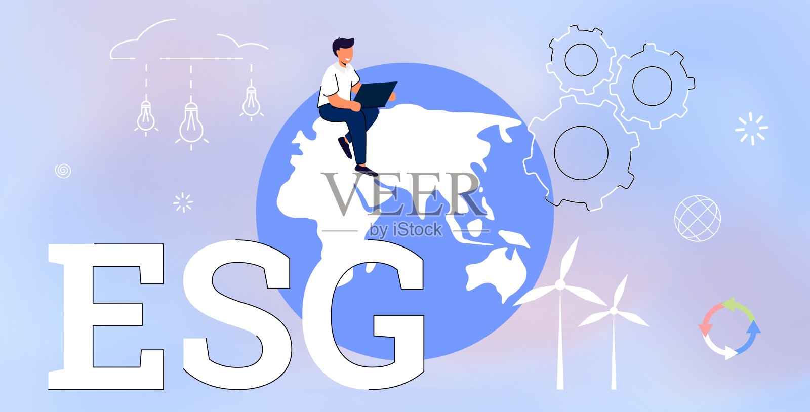ESG概念的环境、社会和治理的可持续插画图片素材
