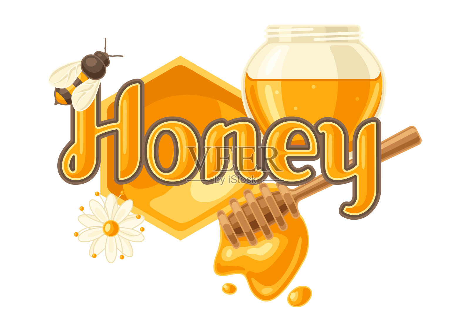 插图的蜂蜜。食品和农业工业的形象。插画图片素材