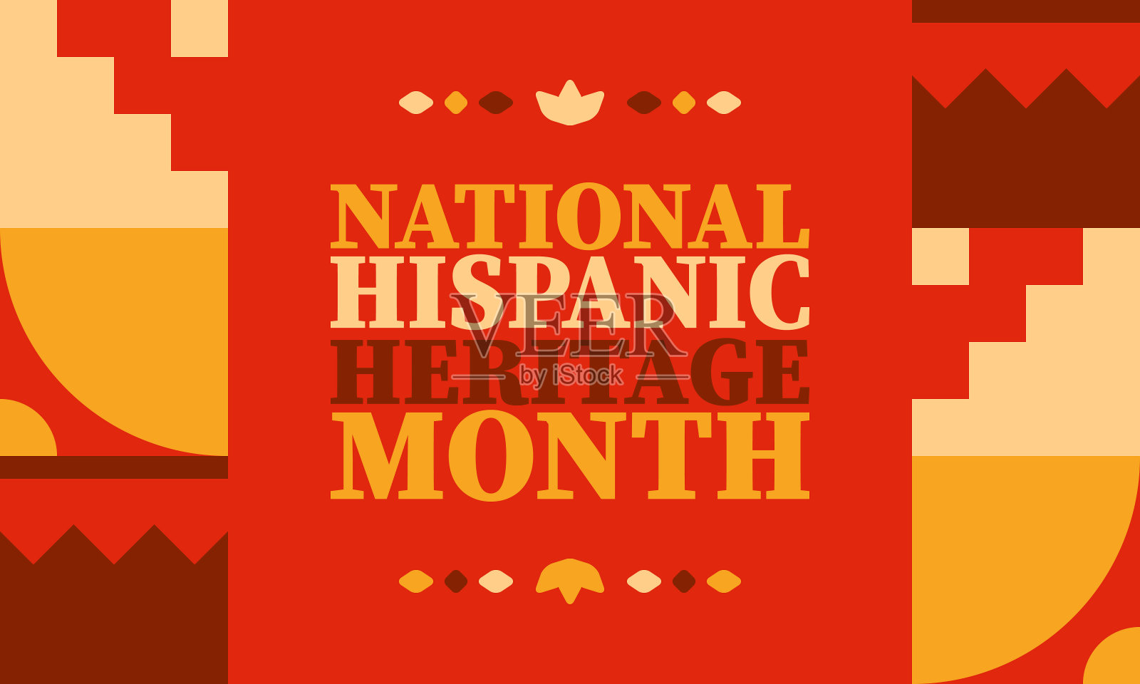 美国国家拉美裔传统月。每年9月和10月举行庆祝活动。拉丁美洲及西班牙民族文化。国家织物纹理。传统节日和游行。海报矢量插图插画图片素材
