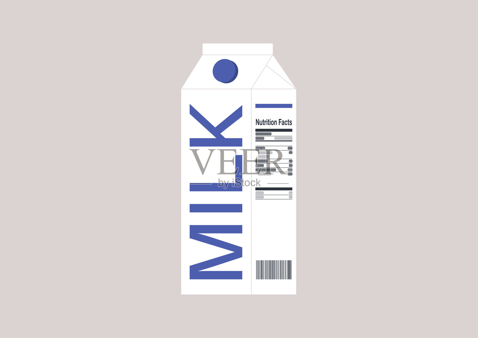 一盒边上有营养标签的牛奶，无乳糖牛奶插画图片素材