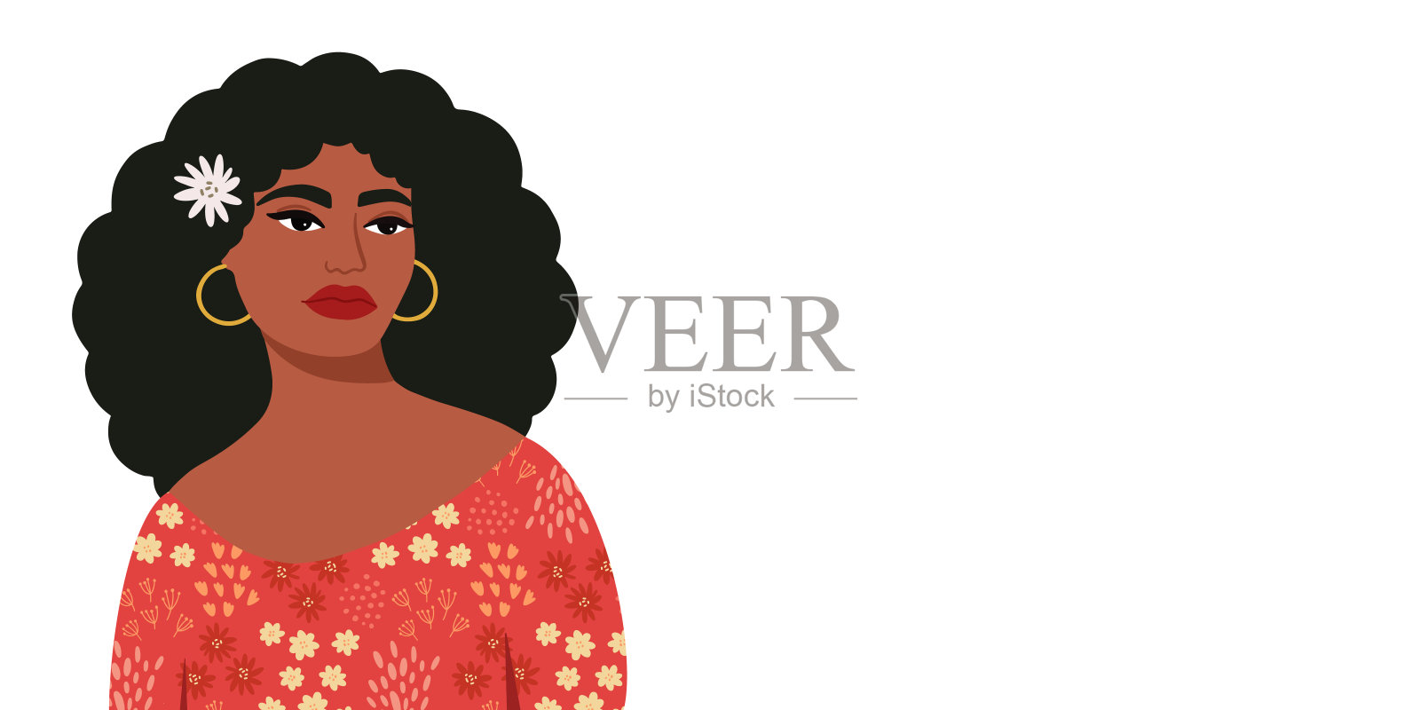 非裔美国女性肖像。年轻漂亮的黑人女性。女性美丽的轮廓。侧视图。插画图片素材