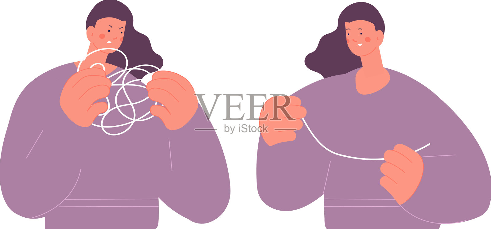 女子解开困惑纠结的心灵之谜插画图片素材