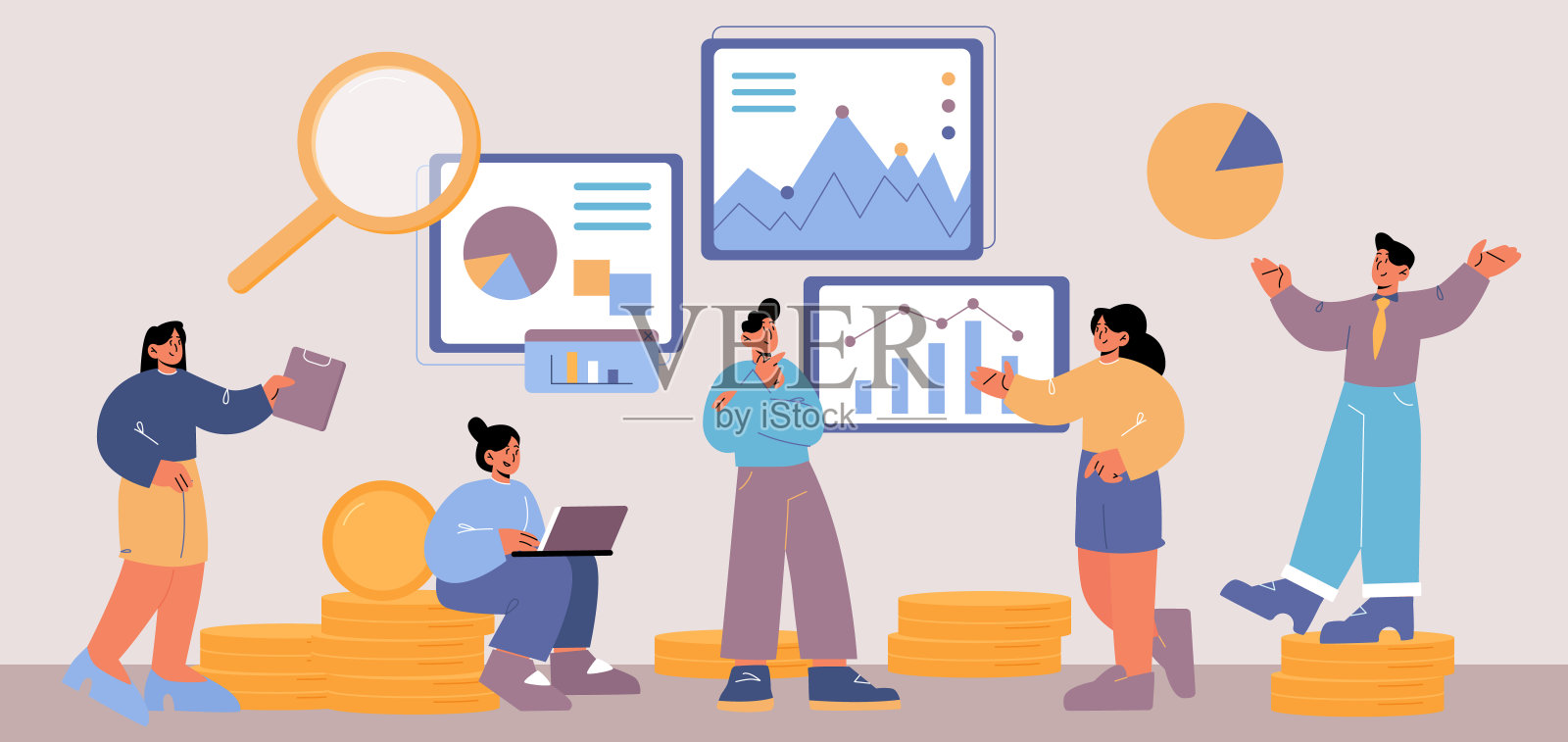 人们使用商业分析数据设计元素图片