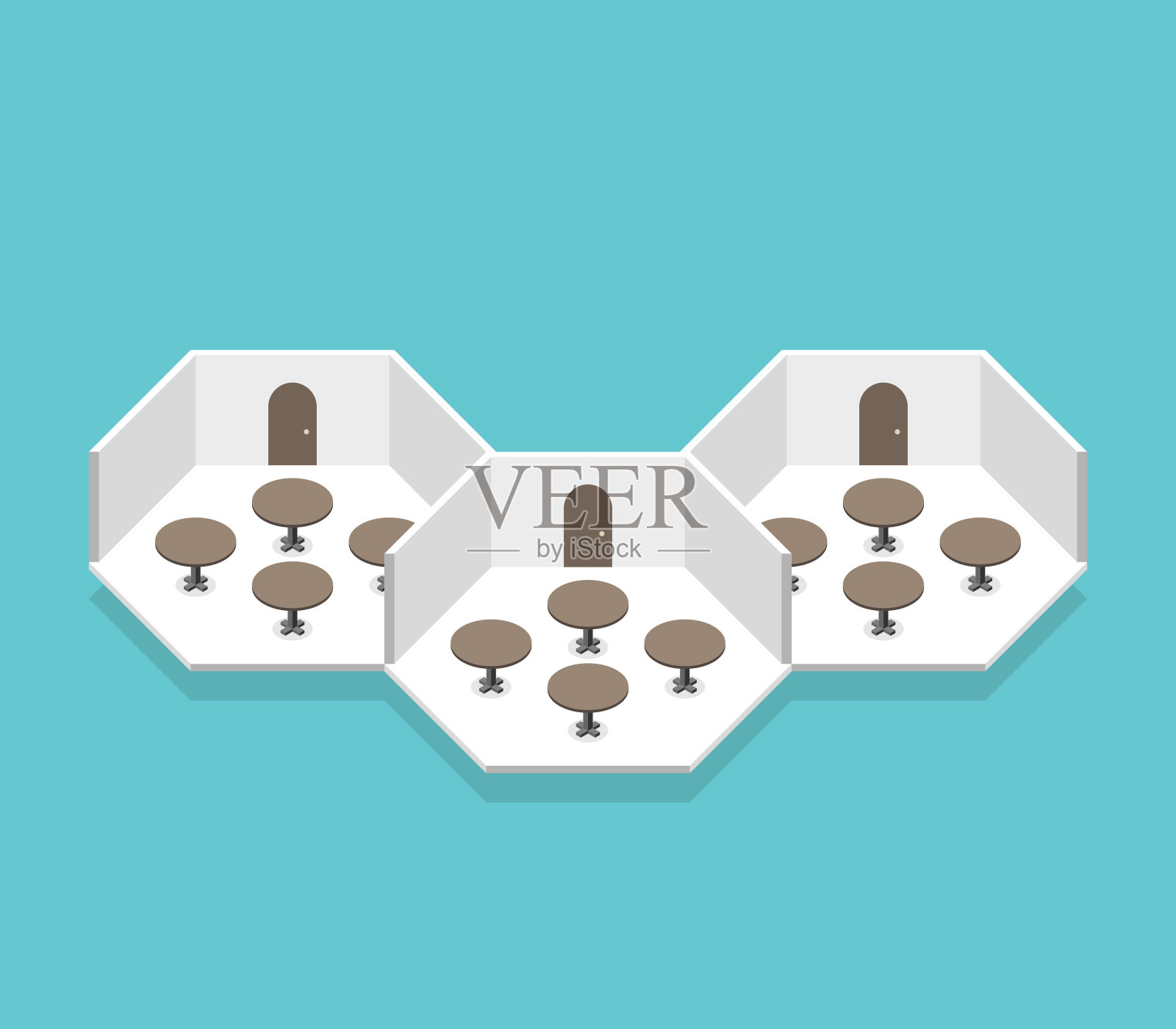 六角形房间的平面图插画图片素材