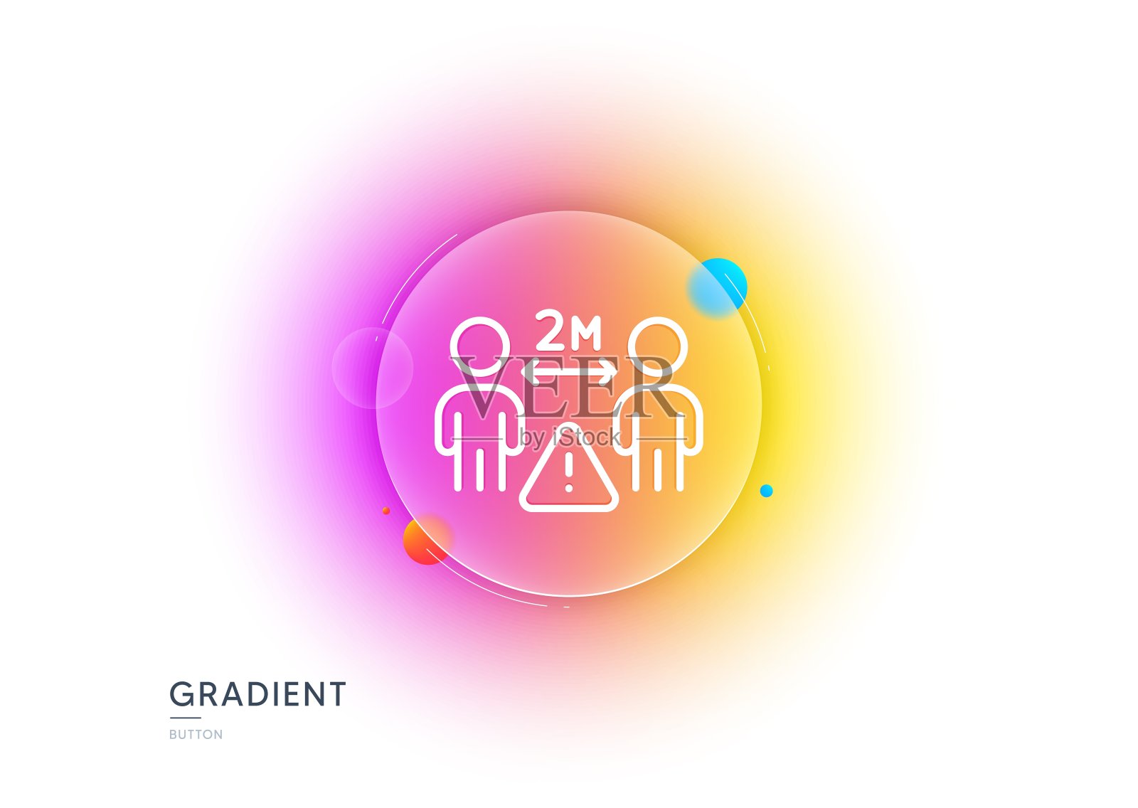 社交距离线图标。人隔离的迹象。梯度模糊按钮。向量插画图片素材