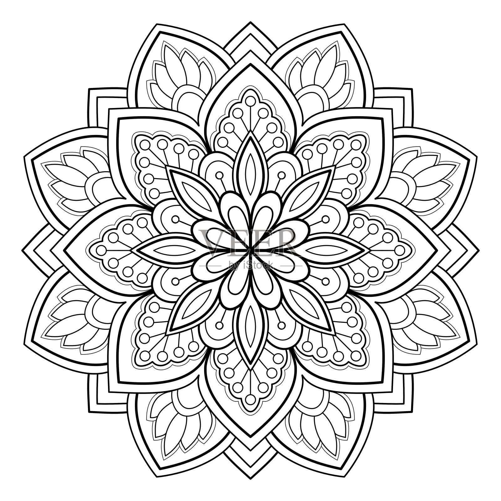 曼荼罗图案用于涂色本。艺术墙设计。插画图片素材