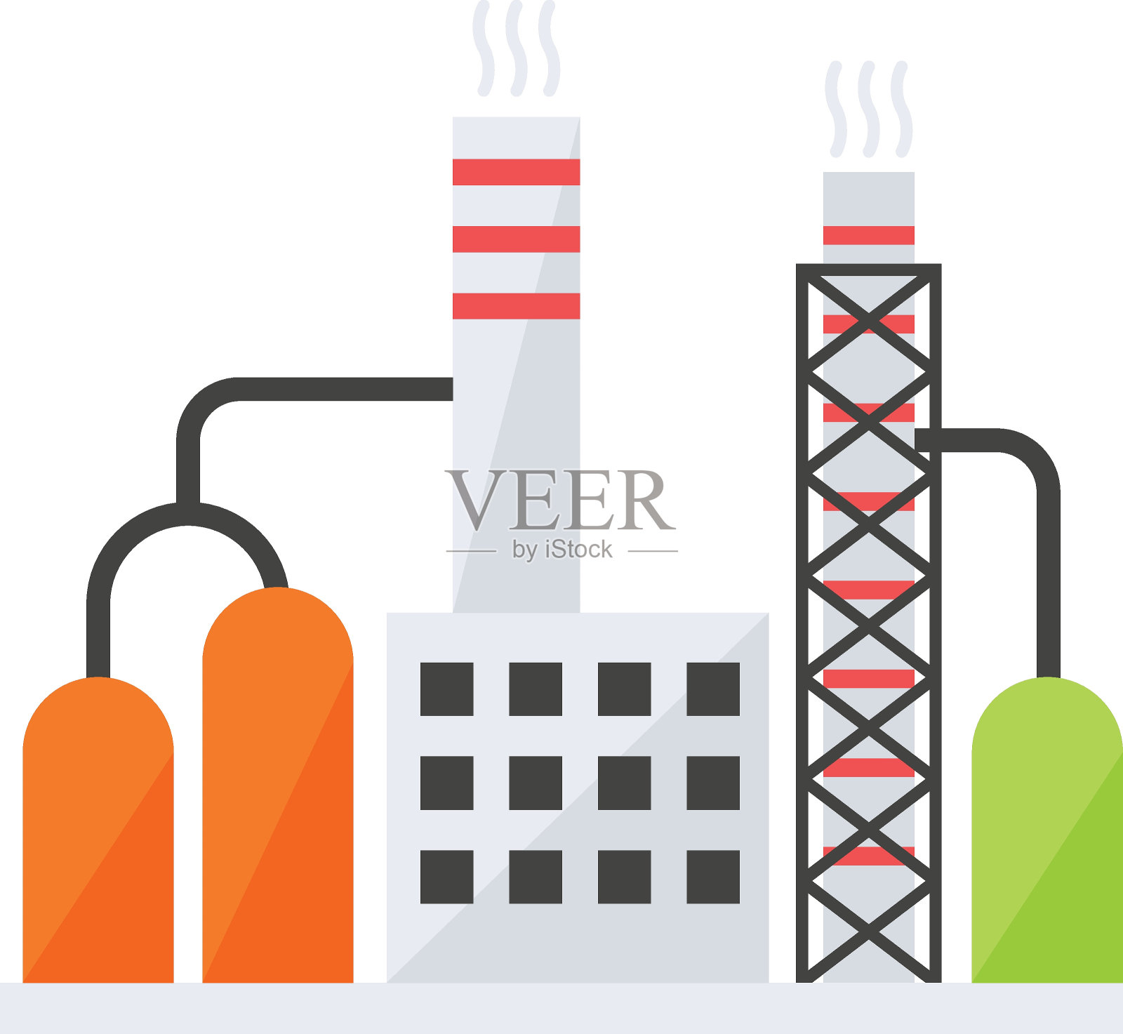 炼油厂概念，工业过程工厂矢量图标设计，石油和天然气工业符号，石油和汽油标志，服务和供应库存说明插画图片素材