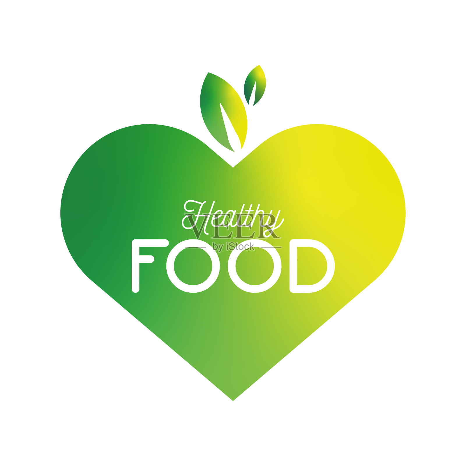 有机食品标签。心形和叶子。生态农场。生物食物载体徽章。股票插画家插画图片素材