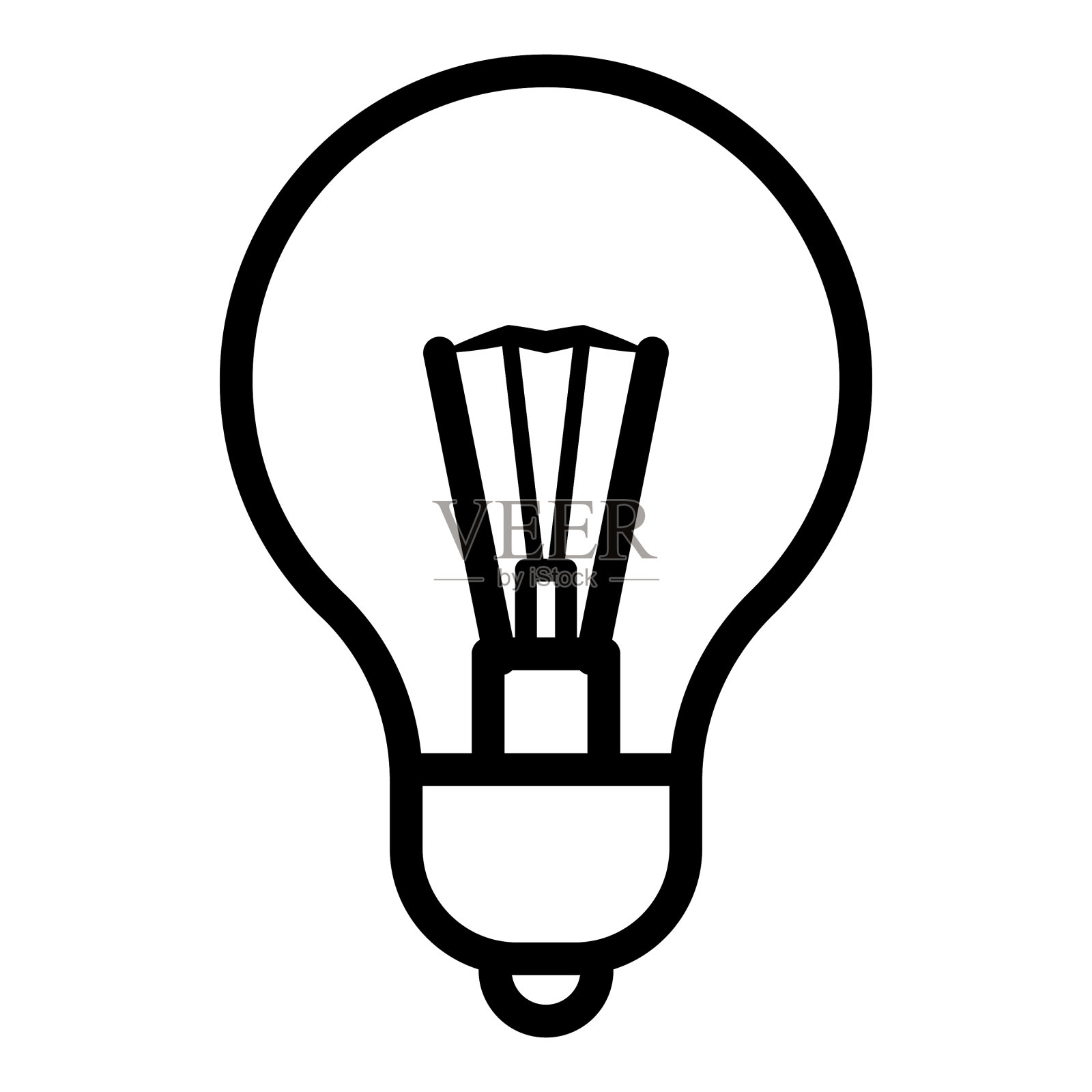 灯泡想法平面图标孤立在白色上图标素材