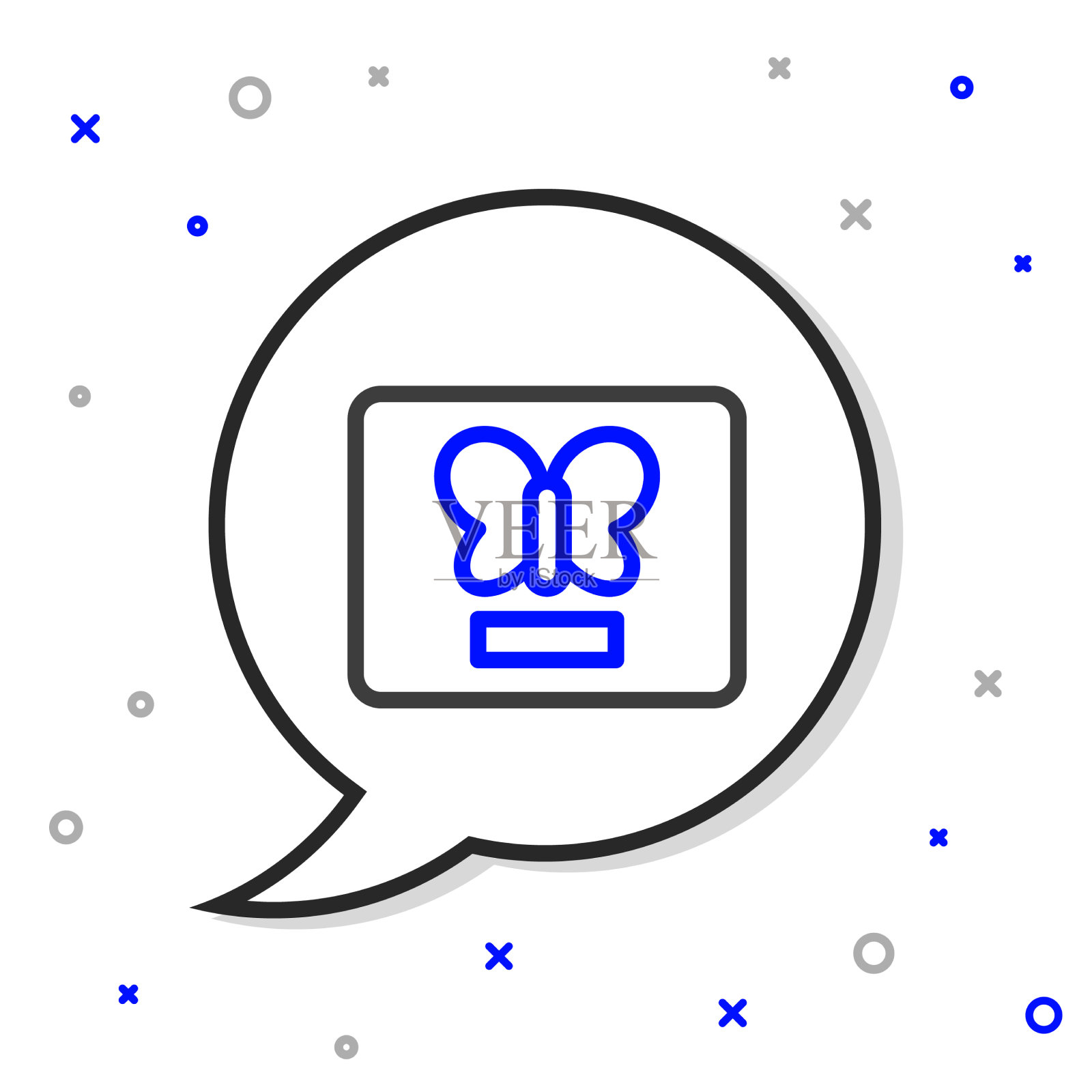 线蝴蝶在一个框架图标孤立在白色上图标素材