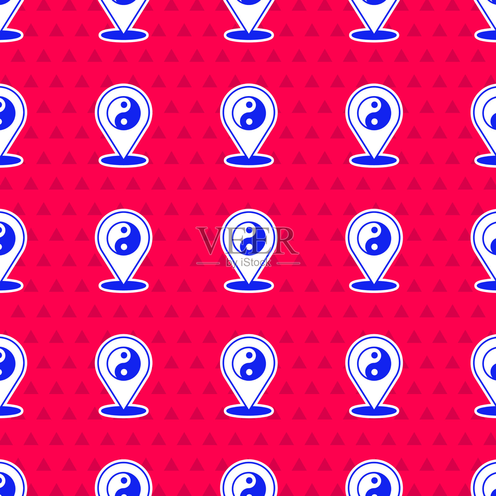 蓝色象征阴阳和谐与平衡的图标插画图片素材