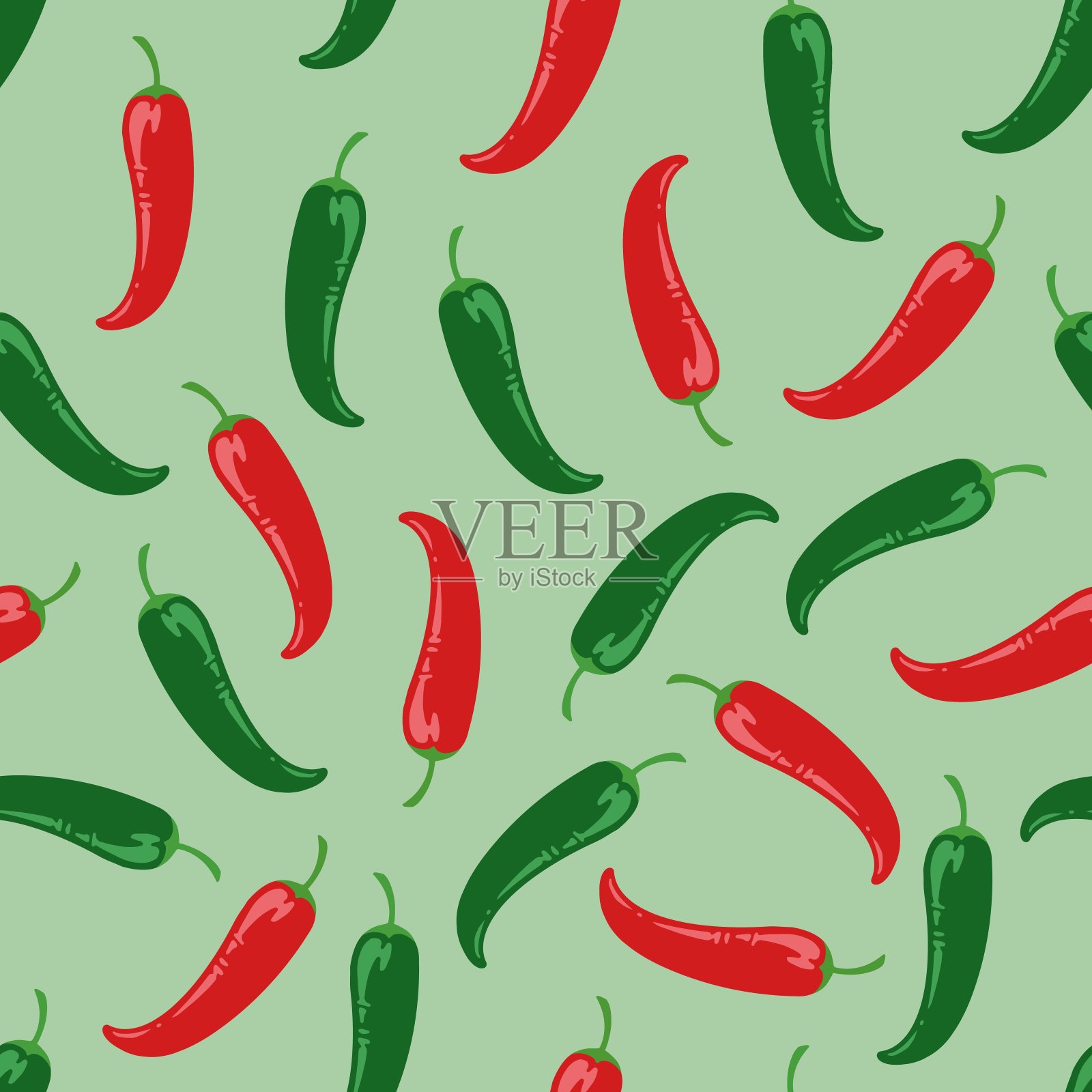 红、绿辣椒底插画图片素材