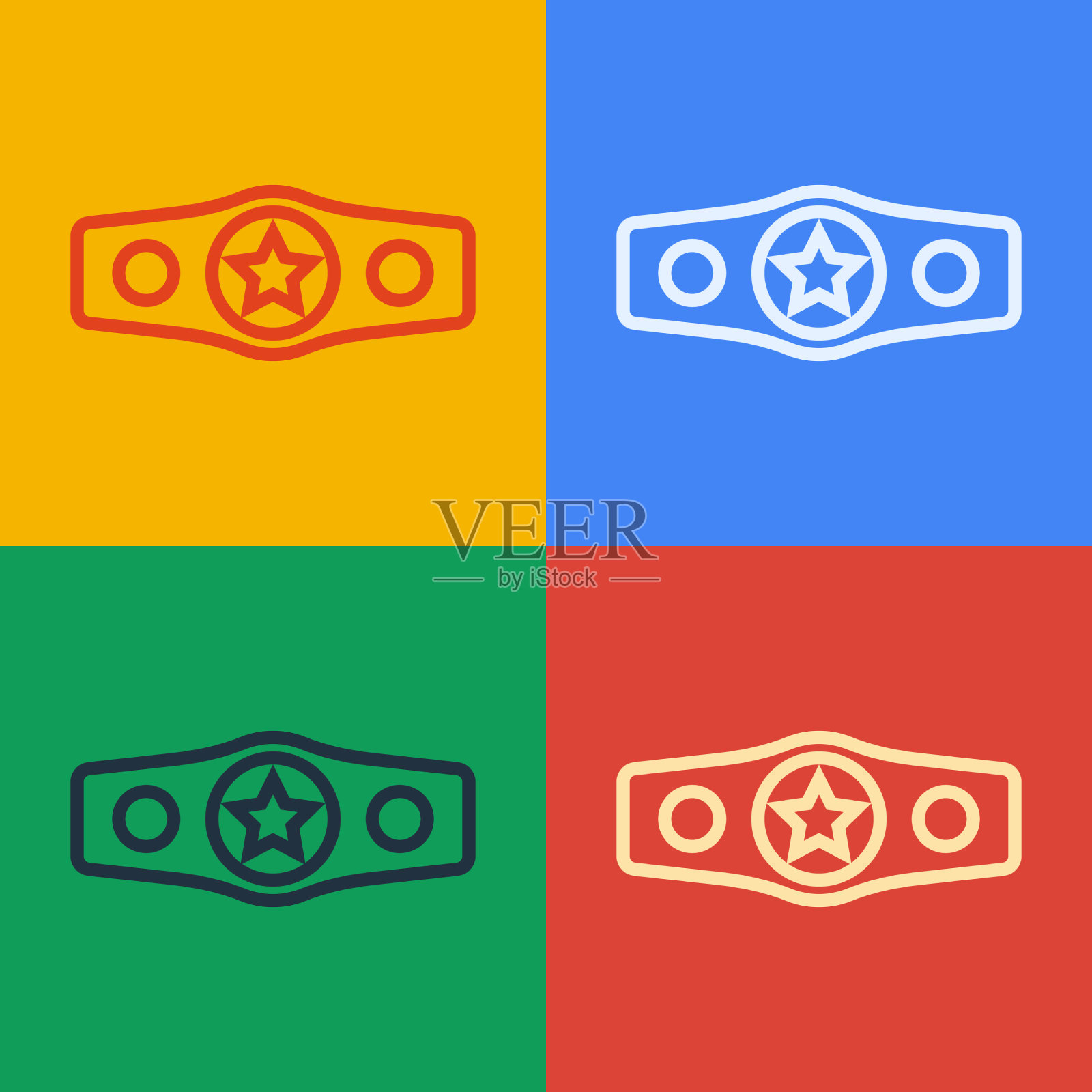 波普艺术线拳击带图标孤立的颜色图标素材