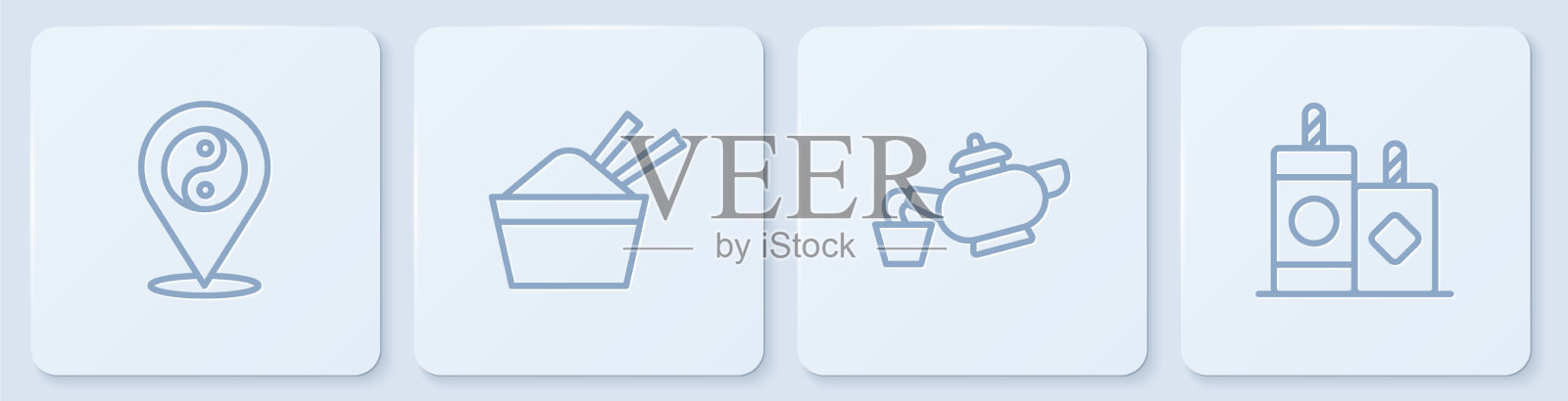 设置阴阳线象征中国茶道图标素材