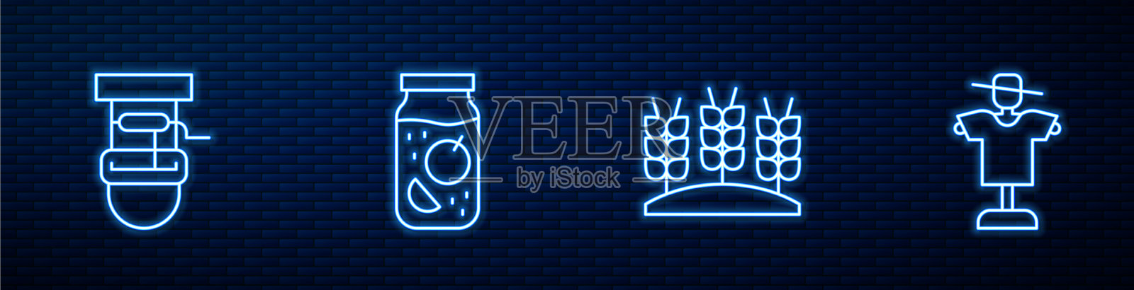 用桶形果酱罐和插画图片素材